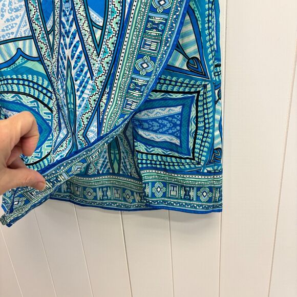 Cato Womens Straight Boho Beach Maxi Faux Wrap Skirt Size S Blue Island Vacation - Picture 3 of 9